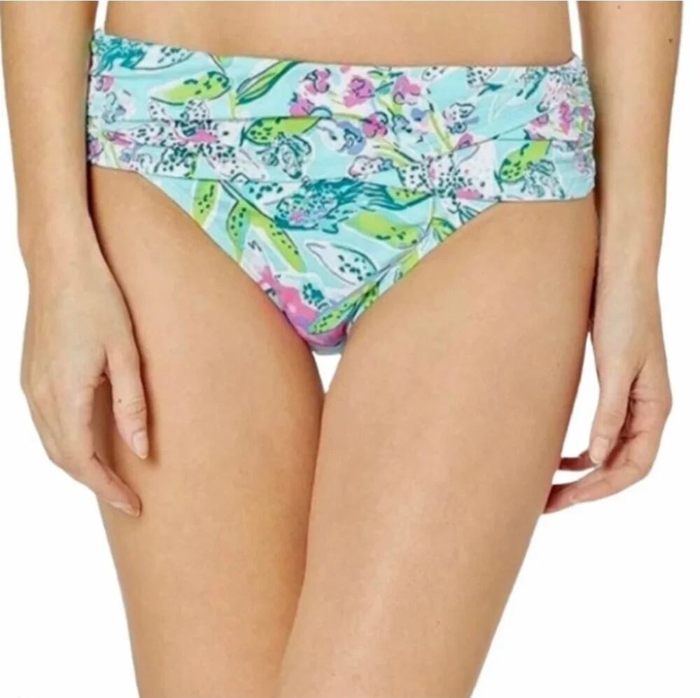 LILLY PULITZER Lagoon Sarong Bikini Bottom "BALI BLUE SWAY THIS WAY 8 A009707